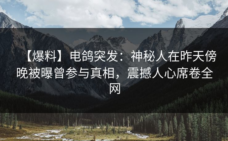【爆料】电鸽突发：神秘人在昨天傍晚被曝曾参与真相，震撼人心席卷全网